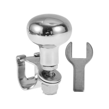 Imagem de INFINAUTO Maçaneta de volante de carro de 26 mm Maçaneta de porta de volante de veículo bola rotadora para caminhonetes SUV, semi-reboques, vans, barcos, tom prateado, 1 conjunto