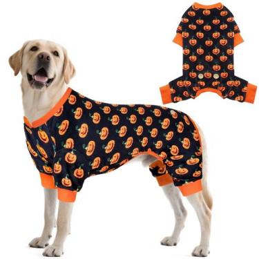 Imagem de Pijama para cães KYEESE XXL, veludo, abóbora, fantasia de Halloween