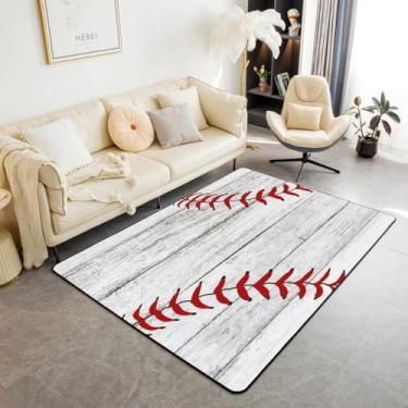 Imagem de Tapete de decoração de beisebol 12 x 17 cm tapetes de sala de estar para jogos esportivos para decoração conjunto de tapetes de madeira rústica de microfibra tapete de corredor antiderrapante de madeira
