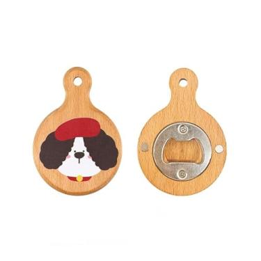 Imagem de MIVia Abridor de garrafas de desenho animado engraçado de madeira para geladeira magnético abridor de garrafas para cerveja coca-cola cozinha casa (6 x 8,5 cm)