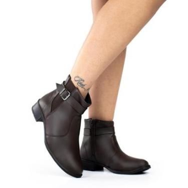 Imagem de Bota Casual Feminina Moderna Dia A Dia Confortável Zíper Cano Curto Salto Baixo-Feminino