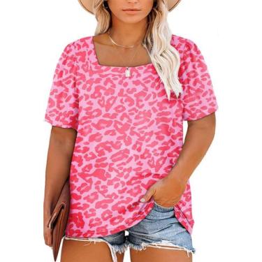 Imagem de Blusa feminina Eytino, tamanho grande, gola quadrada, manga bufante, l