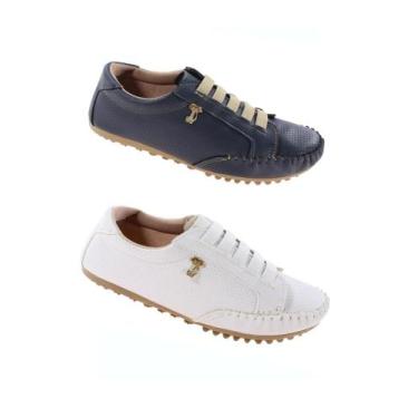 Imagem de Kit 2 pares de Tênis Mocatênis Feminino - Clara Maria, Marinho, Branco