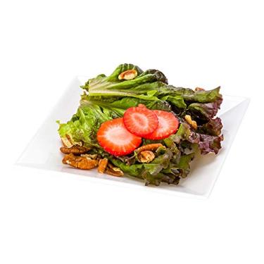 Imagem de Pratos quadrados Voga de 15 cm, 4 pequenos pratos de salada – resistentes a quebras – seguros para lava-louças, pratos de restaurante de melamina branca, aperitivos, entradas ou sobremesas, para uso interno ou externo