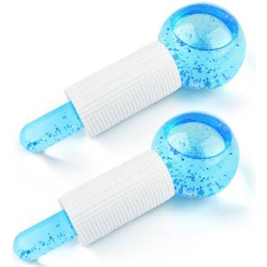 Imagem de KIT 2 Globos Faciais Para Massagem Esfera 2 Peças Cromoterapia Cristal Anti Aging Profissional Estética Crystal Ball(Azul Com Brilho)