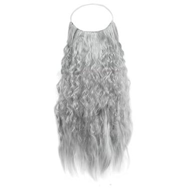 Imagem de Barba longa encaracolada de feiticeiro velho barba falsa Halloween realista bigode adulto cosplay novidade fantasia cabelo facial, Cinza, Tamanho Único