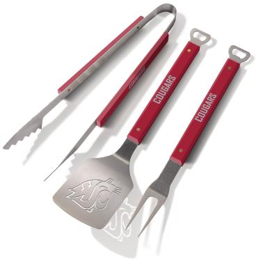 Imagem de YouTheFan 5022067 NCAA Washington State Cougars Spirit Series Conjunto de 3 peças para churrasco, 56 cm x 23 cm, cores do time