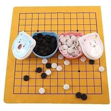 Imagem de GeRRiT Jogo portátil de xadrez, damas internacionais, bom negócio, jogos divertidos para a família, conjunto de 160 peças, jogo de couro, quadro de lençol de couro, caixa de armazenamento para