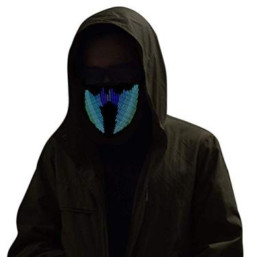 Imagem de Kampeaburr Máscaras de LED ativadas por voz, máscara de cosplay para mulheres, homens, crianças, bandana, máscara quente (listras coloridas)