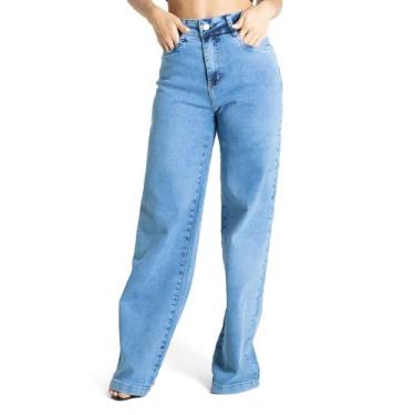 Imagem de Calça Jeans Feminina Sawary Wide Leg Azul, Azul, 40