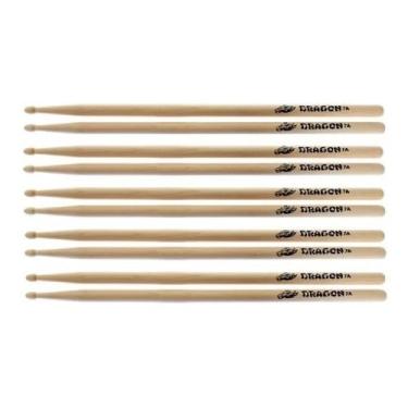 Imagem de Kit 5 Pares Baqueta 7a Ponta De Madeira Dragon C. Ibanez