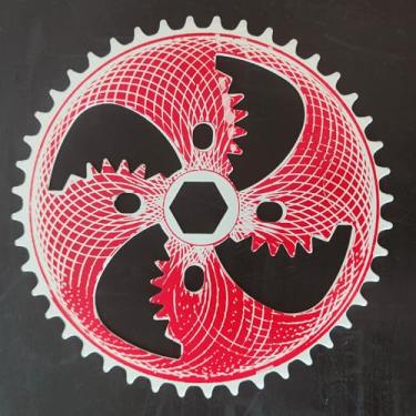 Imagem de CDHPOWER Kit de manivela de pedal de 5 cm de largura, peça 36T/40T/44T apenas roda dentada - roda dentada de manivela larga para bicicleta (vermelho, 44T)