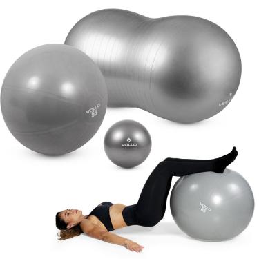 Imagem de Kit 3 Bolas Pilates Vollo Bola Feijão + GymBall 55cm + Overball-Unissex