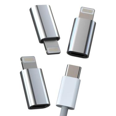Imagem de Adaptador de carregamento USB C fêmea para Lightning macho (pacote com 3) para iPhone 14 13 Pro Max para Apple adaptador tipo C, conversor de alimentação, conector de porta de iluminação para iPad