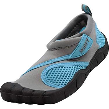 Imagem de Meias aquáticas infantis NORTY para crianças pequenas e crianças pequenas sem cadarço para meninos e meninas disponíveis em 10 cores, Grey/Aqua, 12 Little Kid