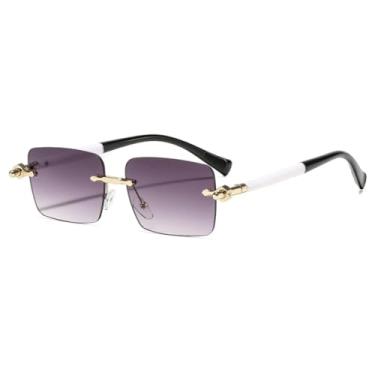 Imagem de Óculos de sol retrô sem armação, gradiente, feminino, com armação em cores contrastantes, moderno, para todos os gostos, casual, masculino, UV400 (cinza dourado)