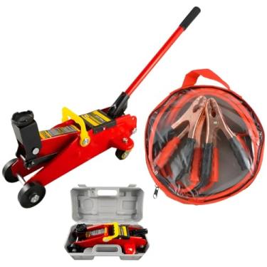Imagem de Kit Macaco Jacaré Hidráulico 2 Toneladas com Maleta + Cabo Bateria 200a Universal Portátil Para Carros Eda