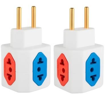 Imagem de Kit 2 Adaptadores de Tomada Benjamin Power Cubo 4 Entradas 10A/20A Bivolt 110V/220V – Multiplicador de Tomadas Compacto e Resistente com Pinos de Cobre – Padrão Novo e Antigo