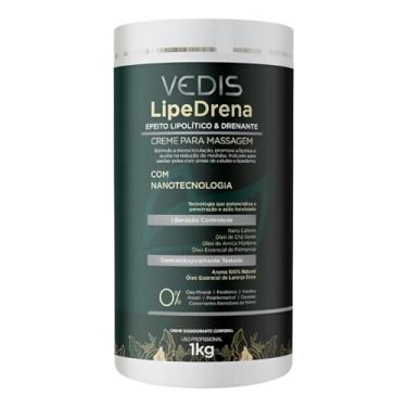 Imagem de Creme de Massagem LipeDrena 1kg Vedis Profissional – Lipolítico e Drenante com Nanotecnologia