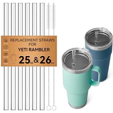 Imagem de Snowfall Canudos reutilizáveis para Yeti Caneca de canudo de 740 ml, 6 peças de canudo transparente com pincéis para Stanley Copo de 590 ml para smoothies, batidos, chá, suco, Tritan