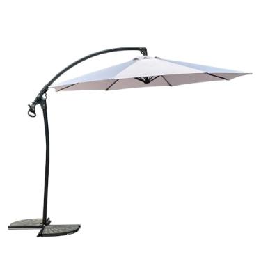 Imagem de Guarda-sol Ly-008 Suspenso Offset 3 Metros Com Base Incluída Para Deck Jardim Piscina - Ombrelone Haste Lateral UV 50+ Poliéster 220g/m² e Inclinação 45°