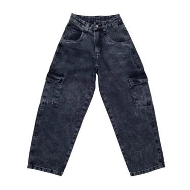 Imagem de Calça Jeans Grafite Cargo estilo Balão Meninas - Review Jeans