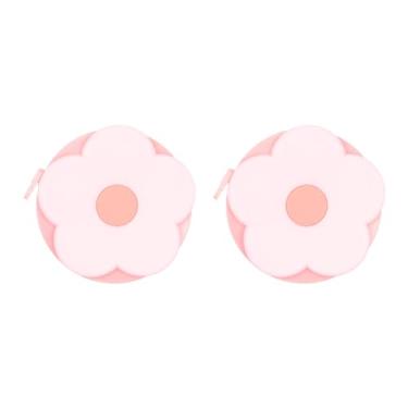 Imagem de 2 peças de fita métrica macia 152 cm retrátil 1,5 metro mini fita métrica de desenho animado régua para costurar artesanato pano medidas corporais, flor rosa