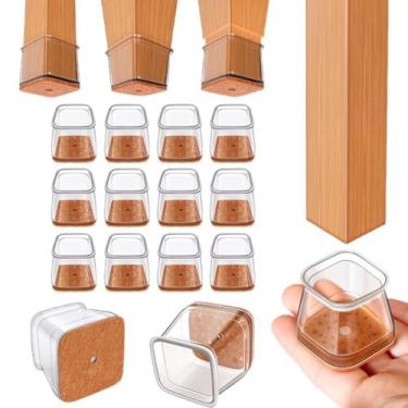 Imagem de Protetores quadrados de perna de cadeira para pisos duros - almofadas antiderrapantes de silicone espesso, pacote com 12 tamanhos grandes (serve para 3,8 a 5 cm de diâmetro), marrom
