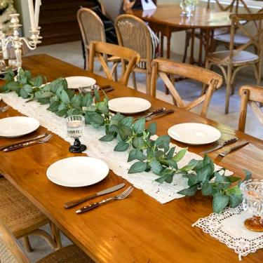 Imagem de Guirlanda artificial de 2 m, folhas de rosa, 66 peças, folhas falsas para festa de casamento, guirlanda de Natal, temporada de férias, lareira (3 folhas verdes e cinza)