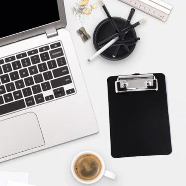 Imagem de Conjunto de mini prancheta, pranchetas de bolso pequenas, 10 x 15 cm, pranchetas de plástico A6 com clipe de perfil para pequenos blocos de notas, recibos de bilhetes - pacote com 2 (preto)