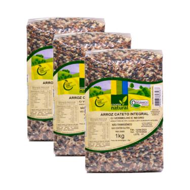 Imagem de Kit 3X: Arroz Cateto Integral/Vermelho/Negro Orgânico 1kg
