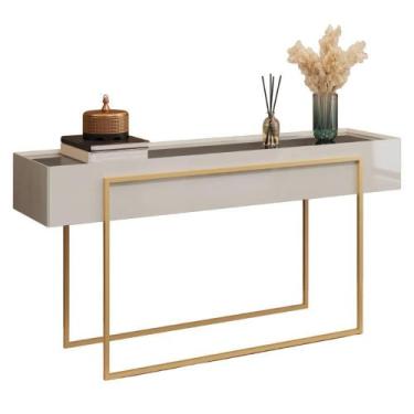 Imagem de Aparador Tampo Espelhado 137 Cm Pes Metal Kika Bali Dourado Dj Moveis 