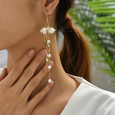 Imagem de Brincos femininos de pérola sintética branca com pingente longo, joias modernas, presentes de amizade para mulheres, presentes de Natal