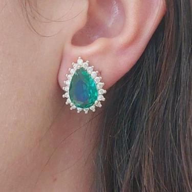 Imagem de Brinco De Pressão Zircônia Cravejada Folheado A Ouro - FAMA FOLHEADOS