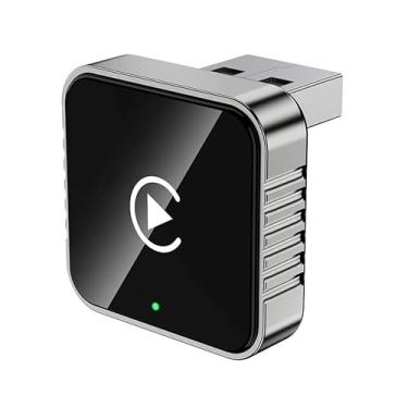 Imagem de Adaptador CarPlay sem fio para iPhone, adaptador Apple CarPlay com fio para sem fio, tamanho mini com cabo de extensão USB e USB-C/Tipo-C controle estável e sem atraso, prata