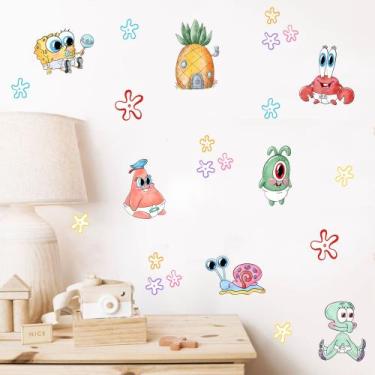 Imagem de Adesivo de Parede Desenho Bob Esponja Miniaturas Aquarela Cute Baby - 