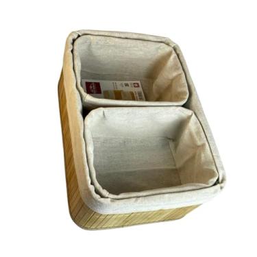 Imagem de Conjunto de 3 Cestos Organizadores em Bambu, Kit para Armazenamento