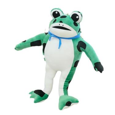 Imagem de Boneca de brinquedo de pelúcia Funny Frog com manchas pretas e lenço a