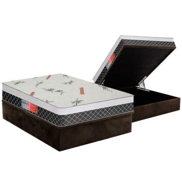 Imagem de Cama Box Baú Casal: Colchão Ortopédico Plumatex Falcon Ultra Firme + Base Crc Suede Brown(138X188)