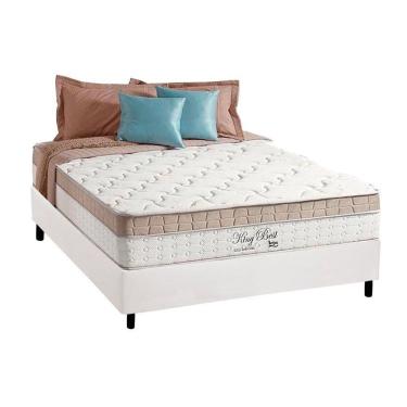 Imagem de Cama Box Casal: Colchão Molas Anjos Superlastic King Best + Base Crc Courano White(138X188)