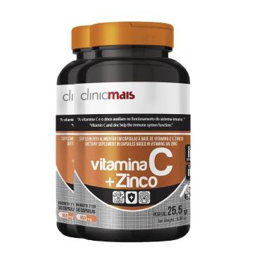 Imagem de Kit 2 Vitamina C + Zinco Vegano 850mg Clinicmais 30 Cápsulas