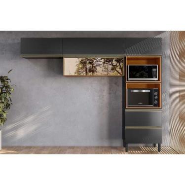 Imagem de Cozinha Completa Proença 3 Peças (2aéreos+1torrequente) C3p65 Nogueira-carbono Prime Tx - Demóbile