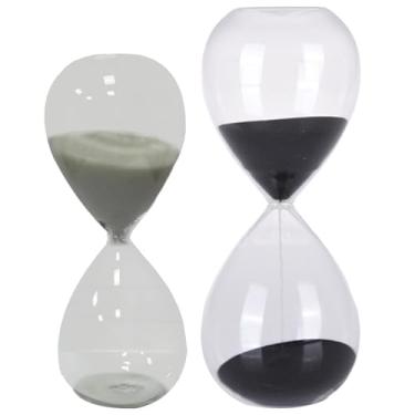 Imagem de Elegante conjunto de temporizador de ampulheta, temporizadores de areia de 5 minutos e 30 minutos com areia preta e branca para casa/escritório