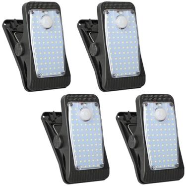 Imagem de Luzes de sensor de movimento movidas a energia solar, luzes de encaixe externas à prova d'água para deck, branco mais opções de luz quente, com carregamento duplo tipo C, perfeito para cerca e