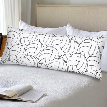 Imagem de Capa de almofada esportiva de vôlei 51 x 137 cm preto e branco com tema esportivo fronha com fecho de envelope capas de almofadas de lombar decorativas para sofá, quarto