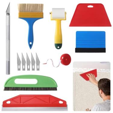 Imagem de LUMINFLY Kit de aplicação de papel de parede – Combo de ferramentas de 13 peças com rodos, rolos, escovas, cortador e fita métrica para filme de vidro e papel de contato de vinil