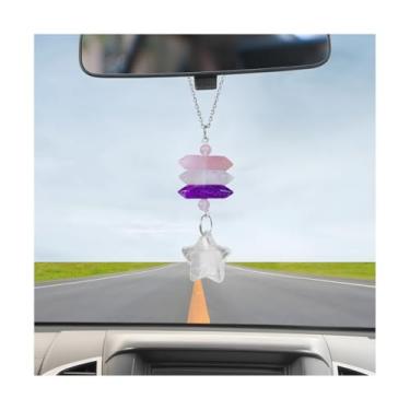 Imagem de FALVFUN Pingente de cristal para pendurar no carro, estilo boho gota de água, espelho retrovisor, enfeite para mulheres, acessórios de decoração de interiores automotivos, compatível com a maioria dos