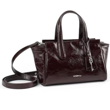 Imagem de LA FESTIN Bolsa tiracolo feminina, pequena, de couro legítimo, resistente a arranhões para deslocamento diário e encontro, alça ajustável, Marrom empoeirado