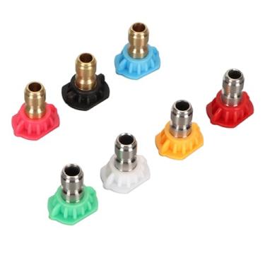 Imagem de aqxreight Bocal de Spray para Pistola de Lavagem de Alta Pressão, Bico de Ventilador de Aço Inoxidável de 7 Cores, Bico de Pistola de água Multifuncional para Limpeza de Carro, Sprinkler