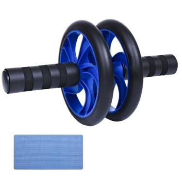 Imagem de Dalekana Rolo de roda AB, roda de fitness abdominal para exercícios, rolo de treinamento de força, 28 cm L, azul e preto